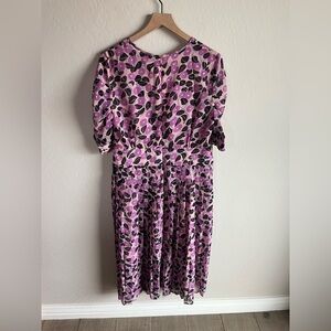 METISU Women’s Purple All Over Print Midi Dress Size XL Artsy Whimsical Boho